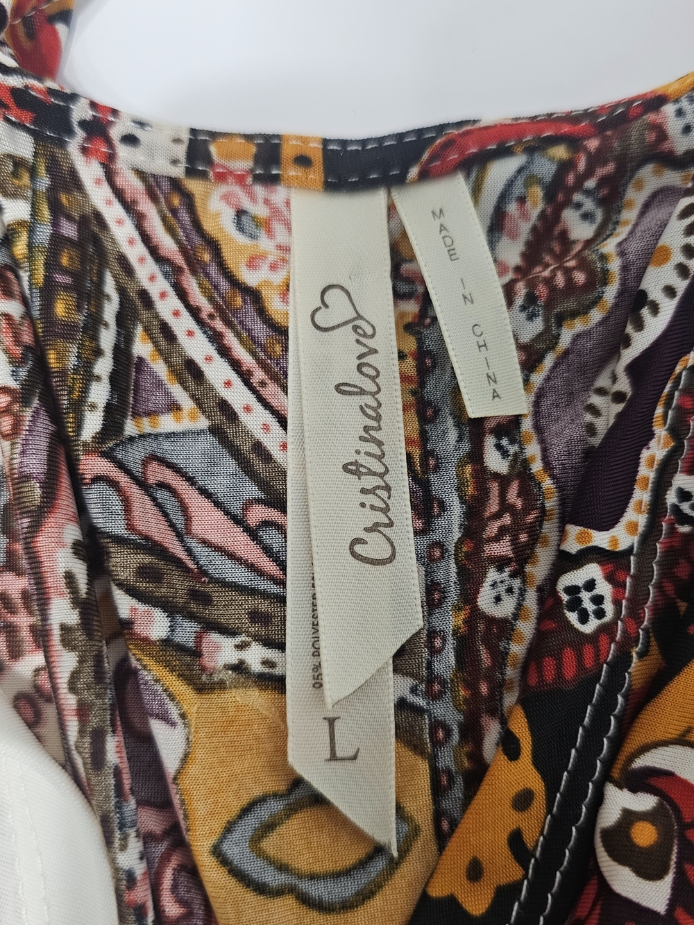 Cristinalove Women's Paisley Kimono Dress Size L Boho Chic V-Neck Elastic Waist - Picture 8 of 12